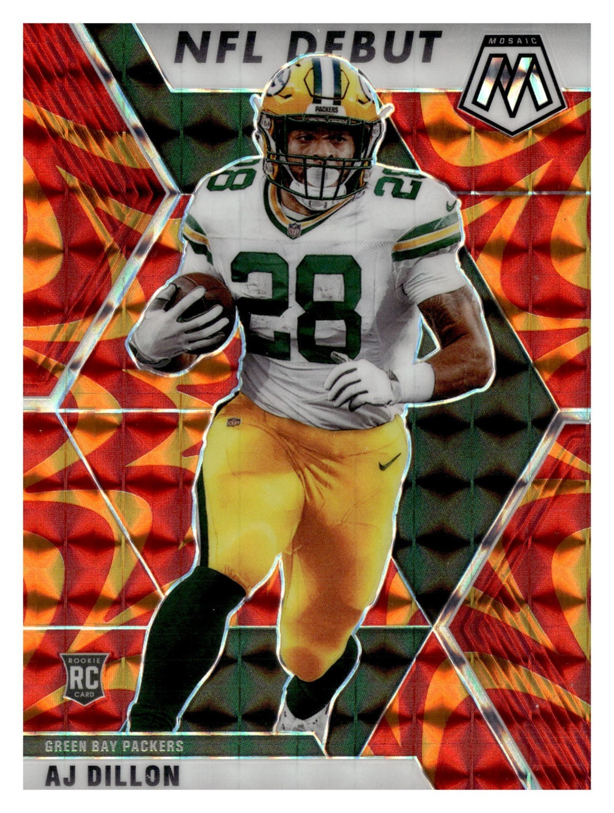 AJ DILLON 2020 Panini Mosaic Rookie REACTIVE ORANGE #279 NFL Debut RC B10