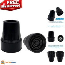 Metal Reinforced Replacement Cane Tips 7/8 Inch - Stability and Safety Pack of 2