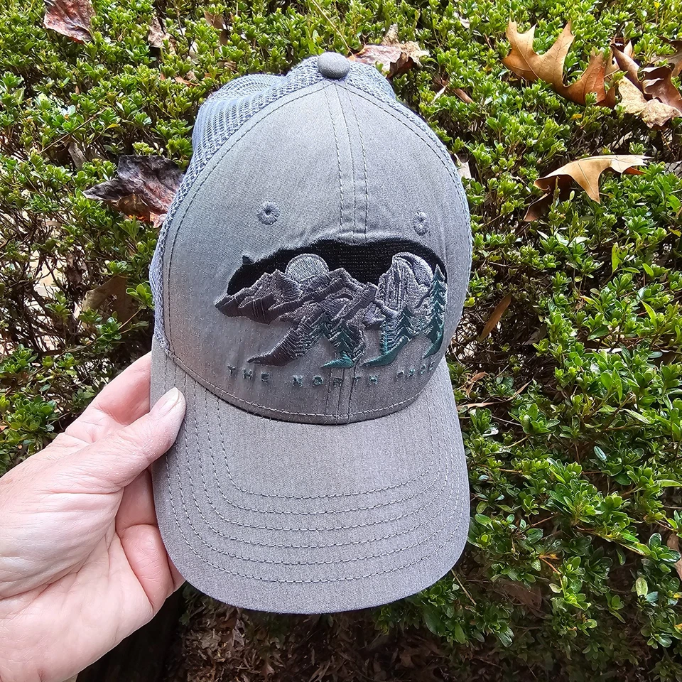 The North Face Hat Cap Snap Back Mens One Size Gray Trucker Embroidered Bear - Image 2 of 4