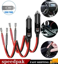 12V Car Fused Cigarette Lighter Male Plug Replacement with Leads & LED Light