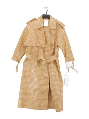 THEMOIRe Damen Mantel M hellbraun Animal Print andere mit Nylon Trenchcoat