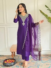 Viscose Rayon Ethnic Kurti Pant Dupatta Set Indian Bollywood Top Tunic Kurt Set
