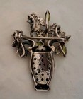 925 Sterling Flower Marcasite Baskt Brooch/Pndnt w/Peridot & Multicolor Gemstone — photo 6