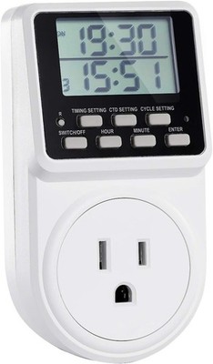 Digital Infinite Repeat Cycle Intermittent Timer Plug for Electrical White 