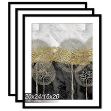 20x24 Picture Frame Set of 3, Display Poster 16x20 with Mat or 20 x 24 Withou...