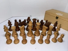 Vintage Lardy Chess Set 3-1/2” King Weighted excellent condition W/ Original Box