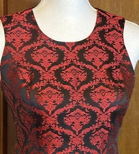 Banana Republic L'wren Scott Black Red Damask Jaquard Sheath Dress Size 10