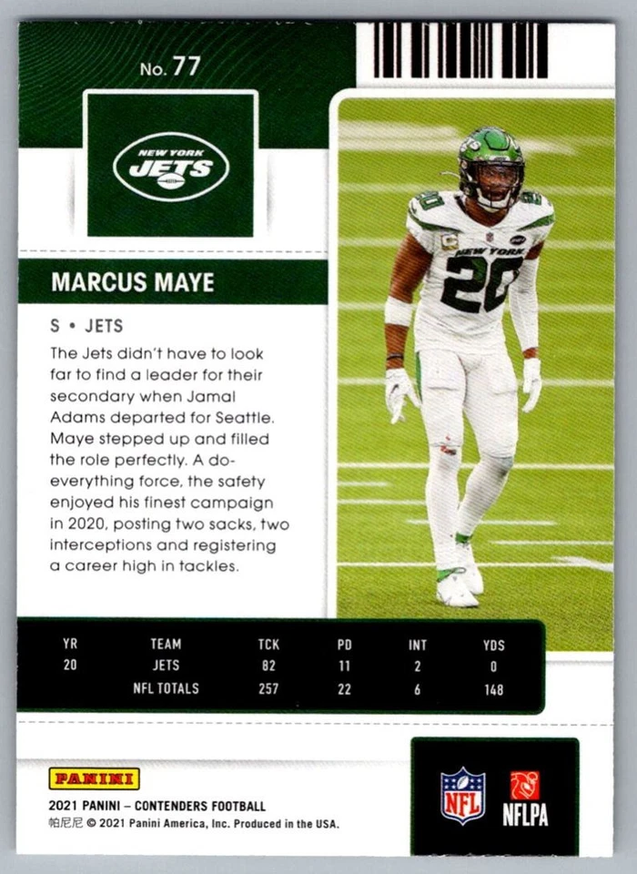 2021 Panini Contenders Ticket Marcus Maye New York Jets #77 - Image 2 of 2