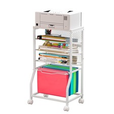 5-Tier Rolling File Cart, Under Desk Storage Organizer with Lockable Wheels ...