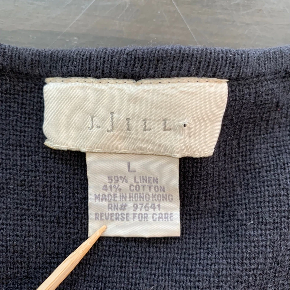 J Jill черный льняной хлопок коротким рукавом вязаный макси длинное платье карманы большой скромный - Изображение 4 из 4