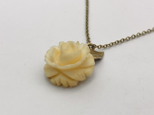 Krementz Gold Filled Necklace Hand Carved Rose Vintage Mid Century 17.5” Chain - Picture 6 of 10