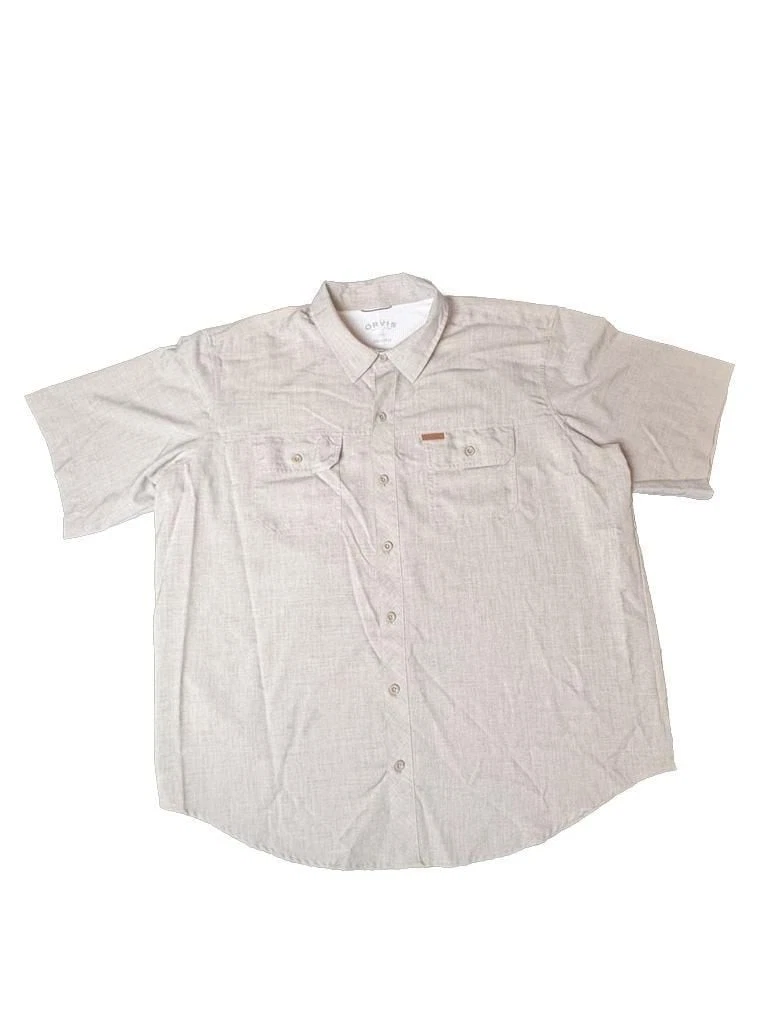 Orvis Men's Beige Short Sleeve Tech Fishing Shirt Size XL