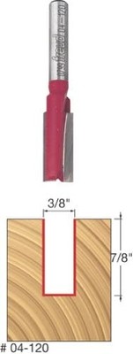 Freud 3/8'' (Dia.) Double Flute Straight Bit with 1/4'' Shank (04-120) , Red