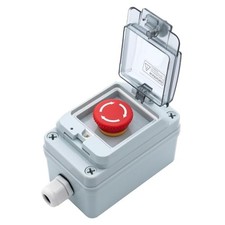 Industrial Emergency Stop Button, Electrical Shut Off Switch with Box, IP67 Wate