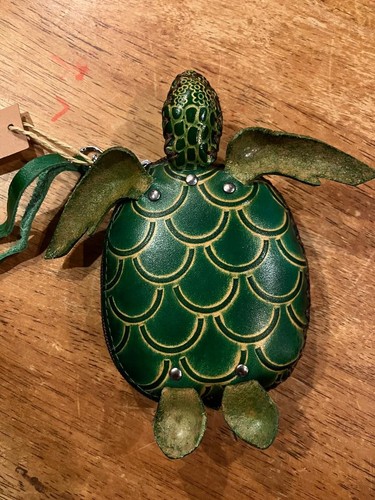 Genuine Leather Cute Green Turtle Zip Coin Purse Hawaii NEW, $24.99 - Photo 2