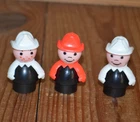 Vintage Fisher Price Little People Fireman Lot 3 Different Red & White Helmet