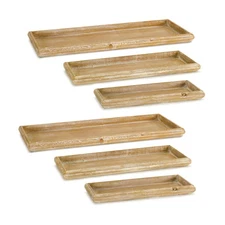 Melrose Natural Wooden Nesting Tray (Set of 6)