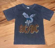 JUNK FOOD AC/DC BOYS GRAY TEE SHIRT SIZE 4 EXCELLENT COND LD5