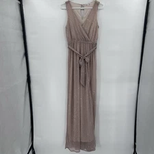 Baltic Born Womens Sleeveless Shimmery Maxi Dress Size Small Champagne Evening