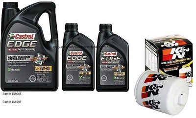 Castrol EDGE High Mileage 5W-30 Adv. Full Syn. Motor Oil - 7 Quarts w/K&N Filter
