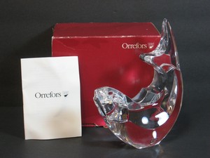 VTG-Orrefors-Crystal-Signed-Fisk-Fish-Paperweight-Figurine-6-Olle-Alberius-NIB