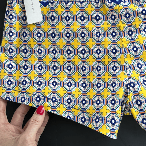 Pantaloncini donna Anthropologie Maeve taglia 2 vita alta relaxed geometrici pull on nuovi con etichette - Foto 7 di 15