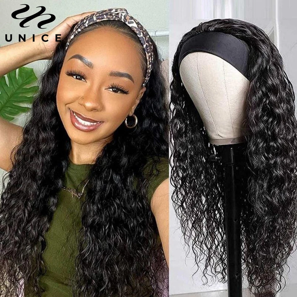 UNice Malaysian Water Wave Headband Human Hair Wigs for Black Women Glueless Wig - Image 2 of 4