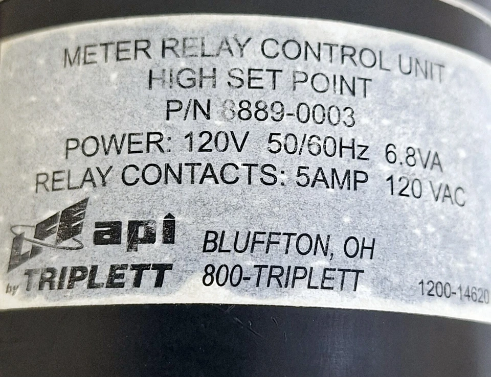 Unidad de control de relé de metro tripleta LFE API 8889-0003 punto de ajuste alto Foto 2 de 4