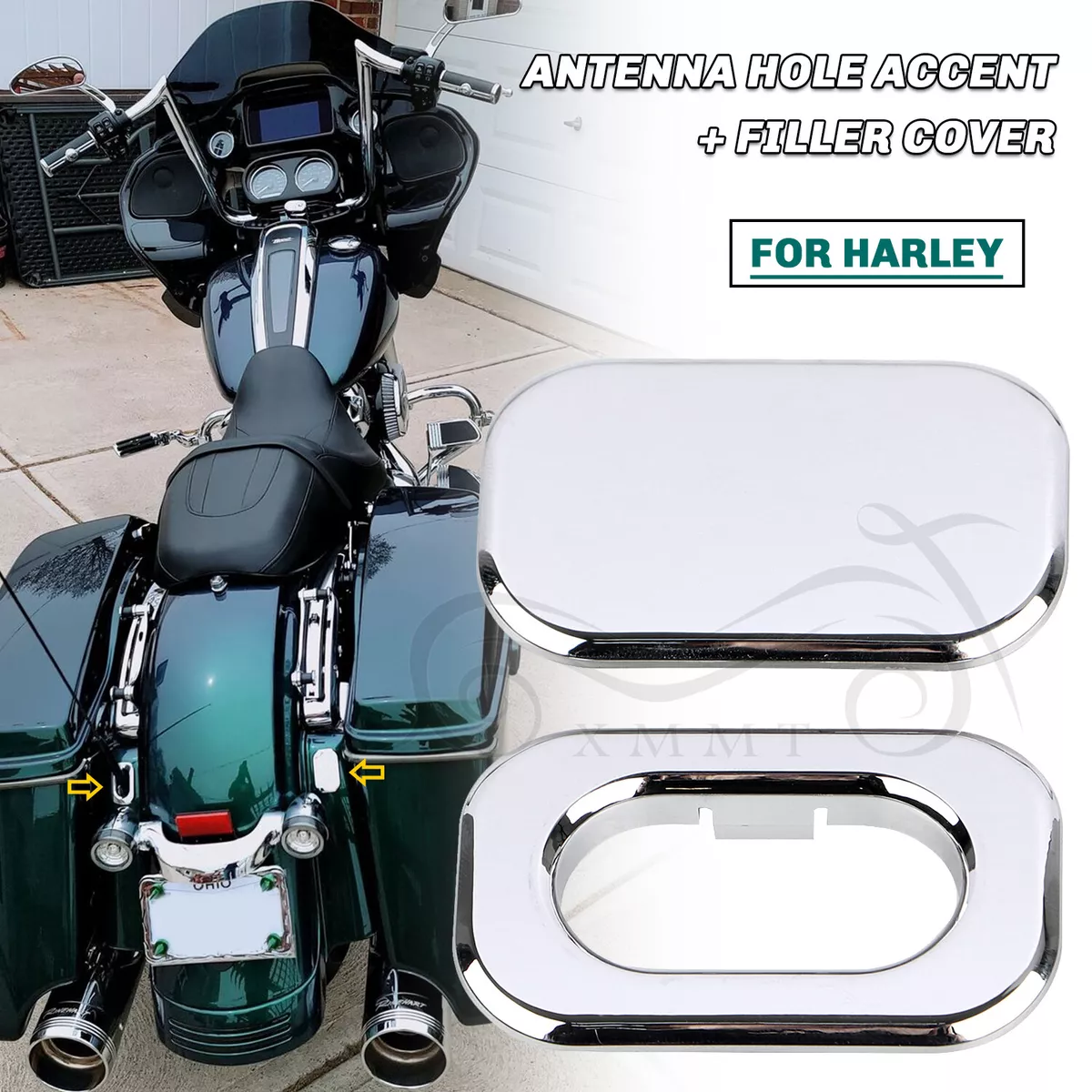 Chrome Rear Antenna Hole Accent Filler Cover Kit For Harley