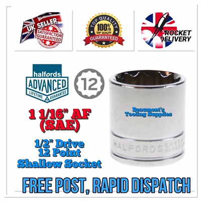 1-1/16 SAE HALFORDS ADVANCED 1/2 DRIVE SHALLOW 12 POINT SOCKET *Free Rapid Post*