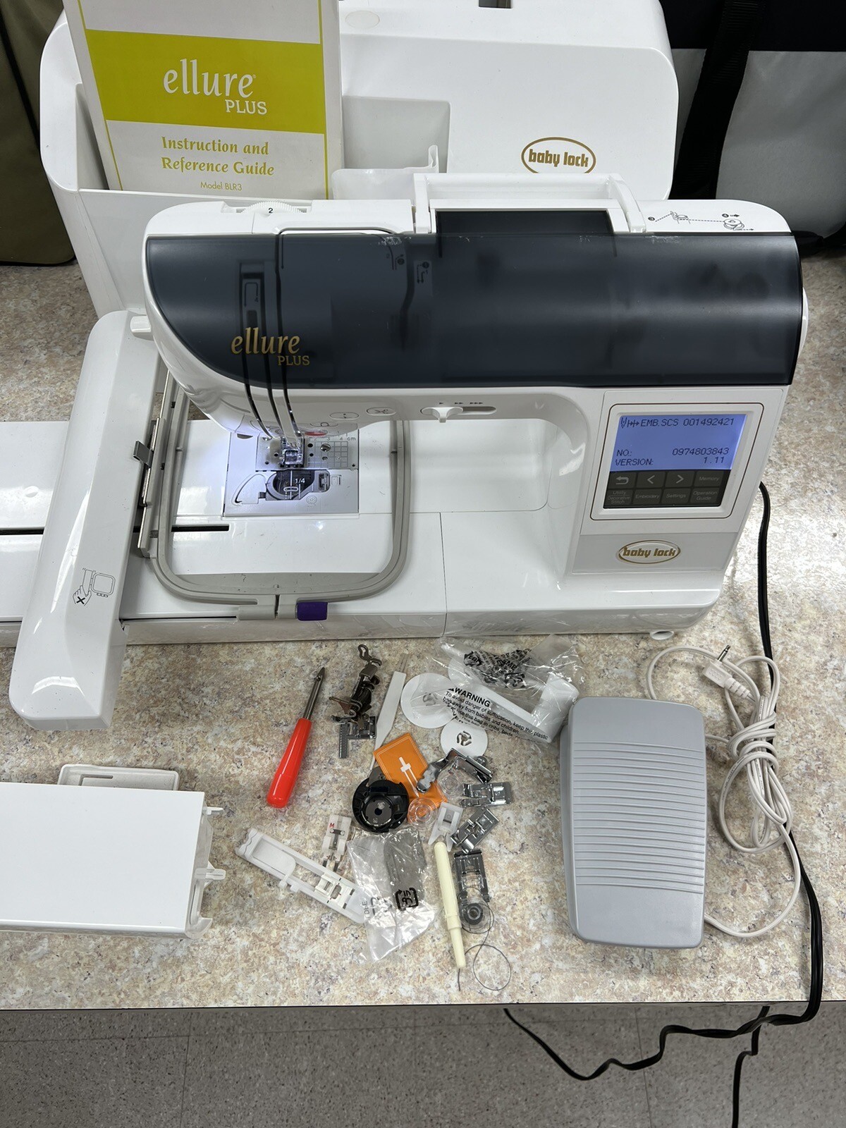 Baby Lock Ellure Plus Model BLR3 Embroidery Machine with Accessories eBay