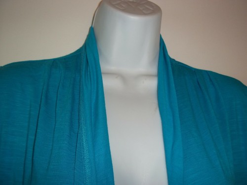 Chico`s Lt. Blue Rayon Blend Knit Open Front Cardigan Top Jacket~SZ 0~ Small - Picture 4 of 7