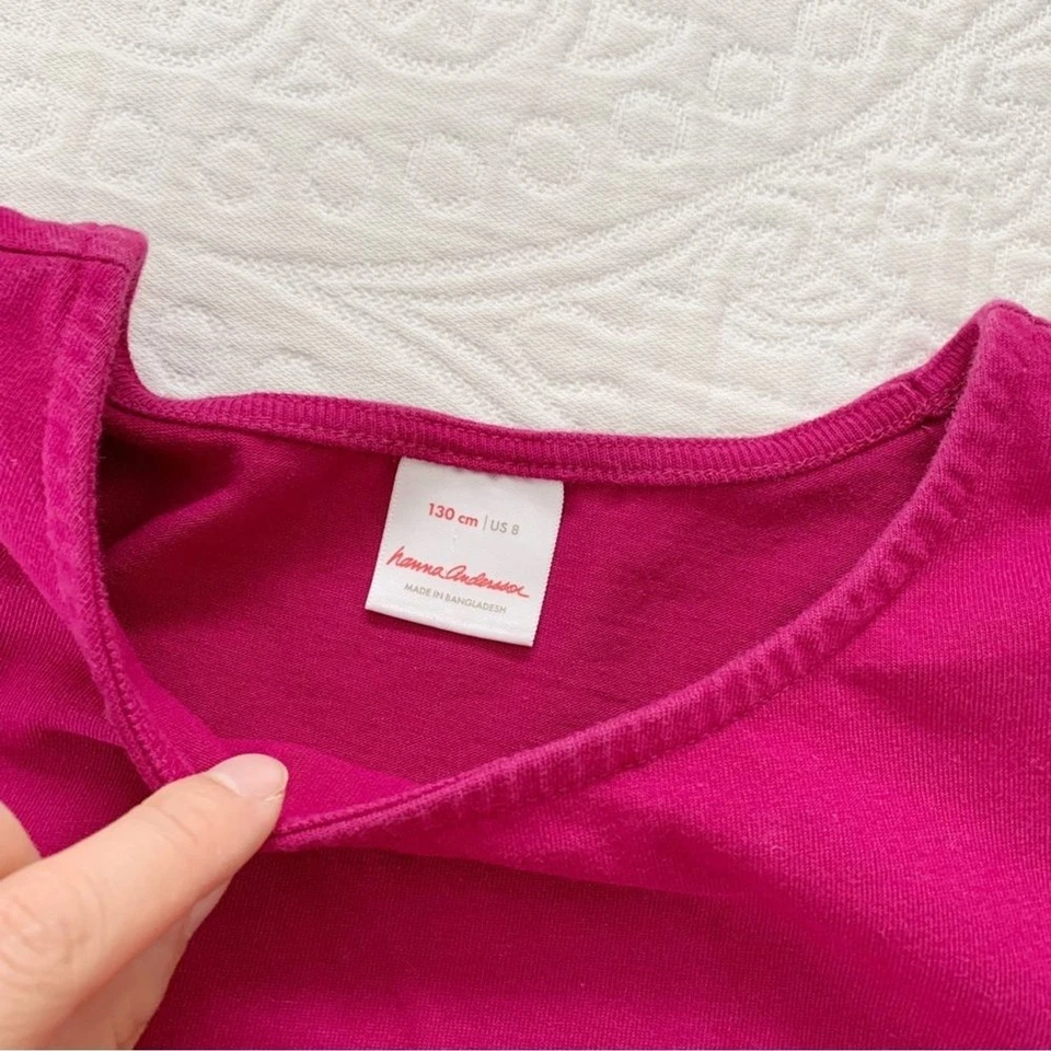 Hanna Andersson 色块口袋秋千连衣裙,洋红色/蓝色 (130 厘米 / 8) — 第 3/4 张图片