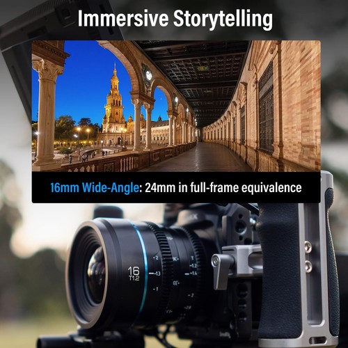 SIRUI Night Walker 16mm 24mm 35mm 55mm 75mm T1.2 S35 Wide Angle Cine Lens-Black - Picture 12 of 28