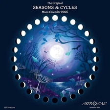 Seasons & Cycles Moon Calendar 2025 USA (Blue, EST - Eastern Time)