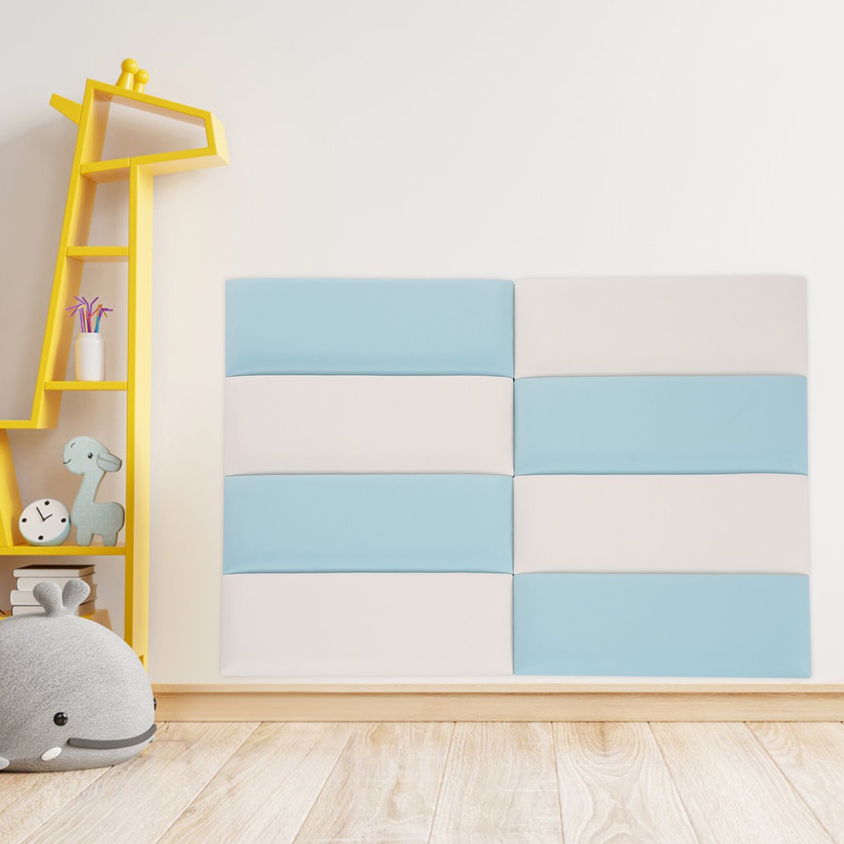 6-Piece Soft Anti-Collision Wall Padding For Cribs & Bed Headboards - DIY Baby Proofing Panels (Gray)
