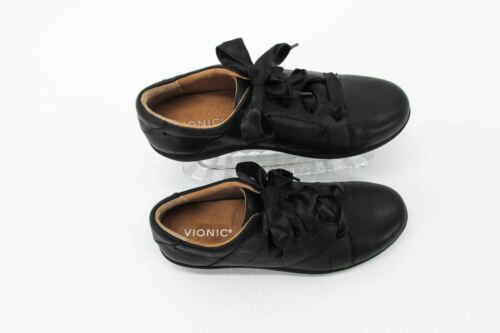 Vionic Women Sneaker Lindsey Size 7M Black Leather Athletic Shoe Pre Owned xq - Picture 2 of 12
