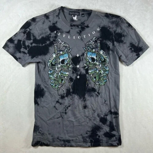 Camicia manica corta Affliction Black Label Paint Spatter gioiello strass - Foto 2 di 12