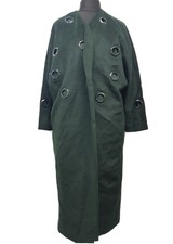 Asos White Green Abstract Eyelet Detail Duster Coat Size Uk 12 Eu 40 Ref Cl3