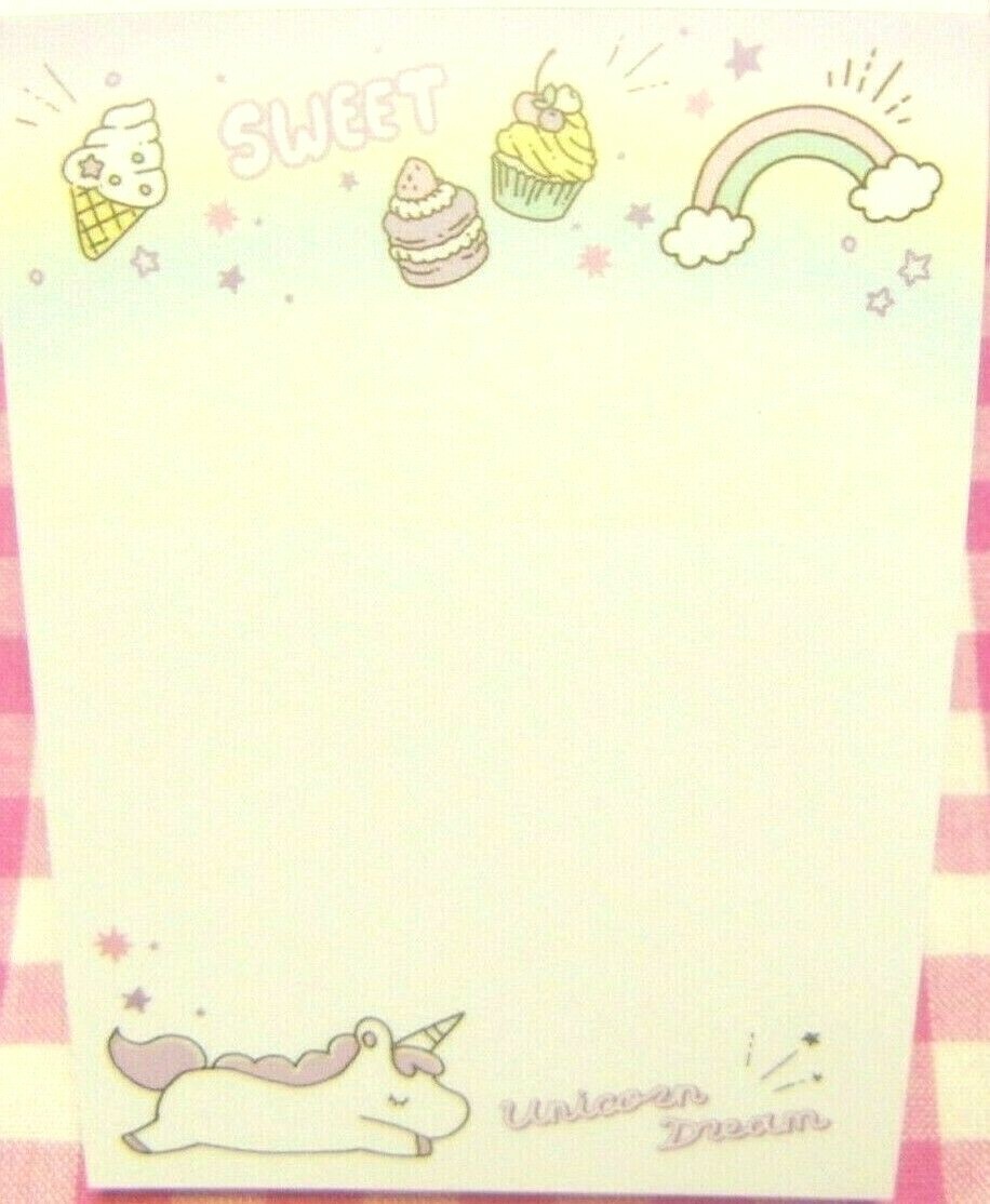 Sun-Star / Unicorn Dream Sweets Rainbow Mini Memo Pad / Made in Japan  