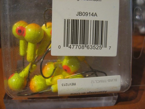 10 Eagle Claw Ballhead Fishing Jigs 1/4 oz Yellow & Orange Eye Ball Head & Hooks - Picture 2 of 2