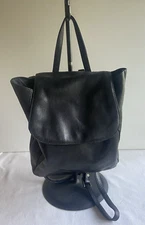 Tano Wms Black Soft Glove Leather Backpack Purse Handbag Shoulder Straps Flap