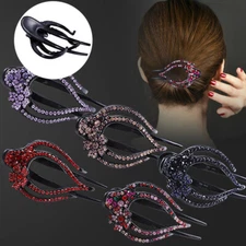 Women Rhinestone Hairpin Flower Duckbill Clips Retro Hair Claw Grip Accessories⊥