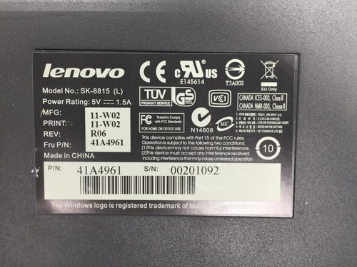 LOT OF 2 Lenovo Enhanced Performance SK-8815 USB Wired Desktop Keyboard FREE S/H - Picture 6 of 6