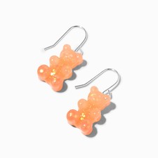Claire's Coral Glitter Color-Changing Gummy Bears Drop Earrings G131424-1 LOC D