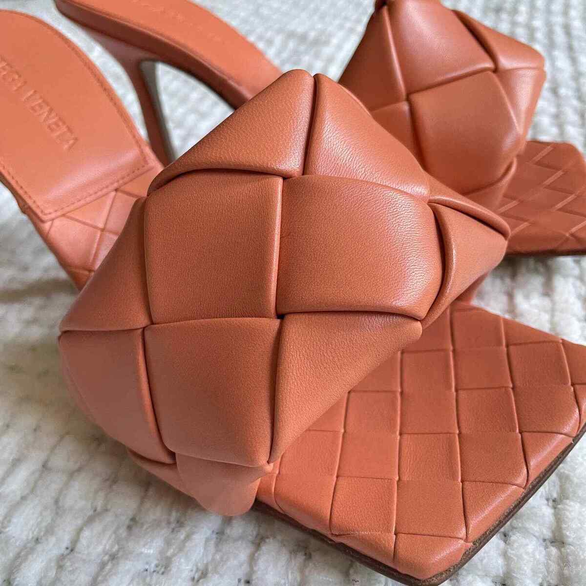 Bottega Veneta Orange Woven Lido Heeled Sandals - 37EU - NIB Bottega Veneta Orange Woven Lido Heeled Sandals - 37EU - NIB