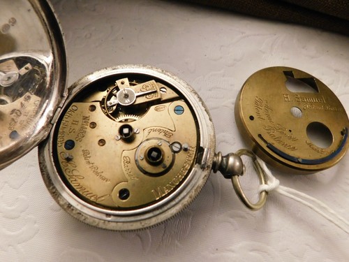 RARE 1895 VINTAGE H SAMUEL MANCHESTER KEY WIND POCKET WATCH STERLING SILVER CASE - Picture 10 of 16