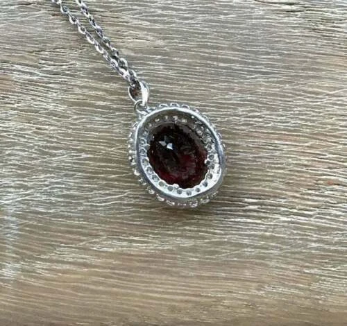 2.0 Ct Oval Cut Red Ruby-Diamond Simulated Dual Halo Pendant 925 Sterling Silver - Image 4 of 4