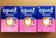 Lot (3) EQUAL Saccharin Zero Calorie Sweetener 100 Ct Per Box Total 3-Box 300 Ct