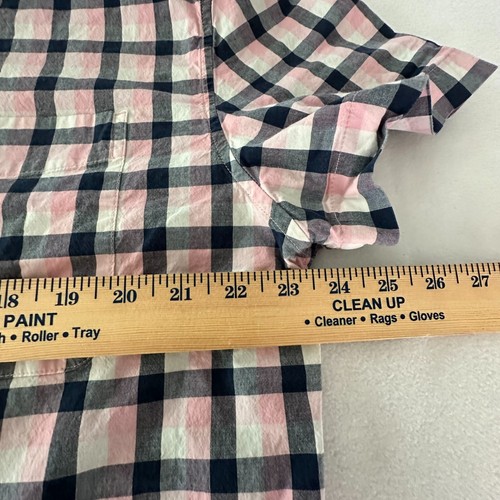 Tommy Hilfiger Shirt Men 2XL Button Down Blue Pink Plaid Custom Short Sleeve Vtg - Picture 7 of 13